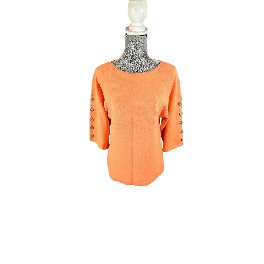 Coldwater Creek Sweater Women XS Button Quarter Sleeve Peach Blouse